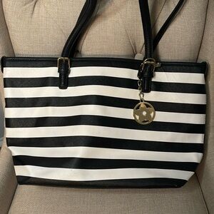 Black and White striped Bueno tote bag